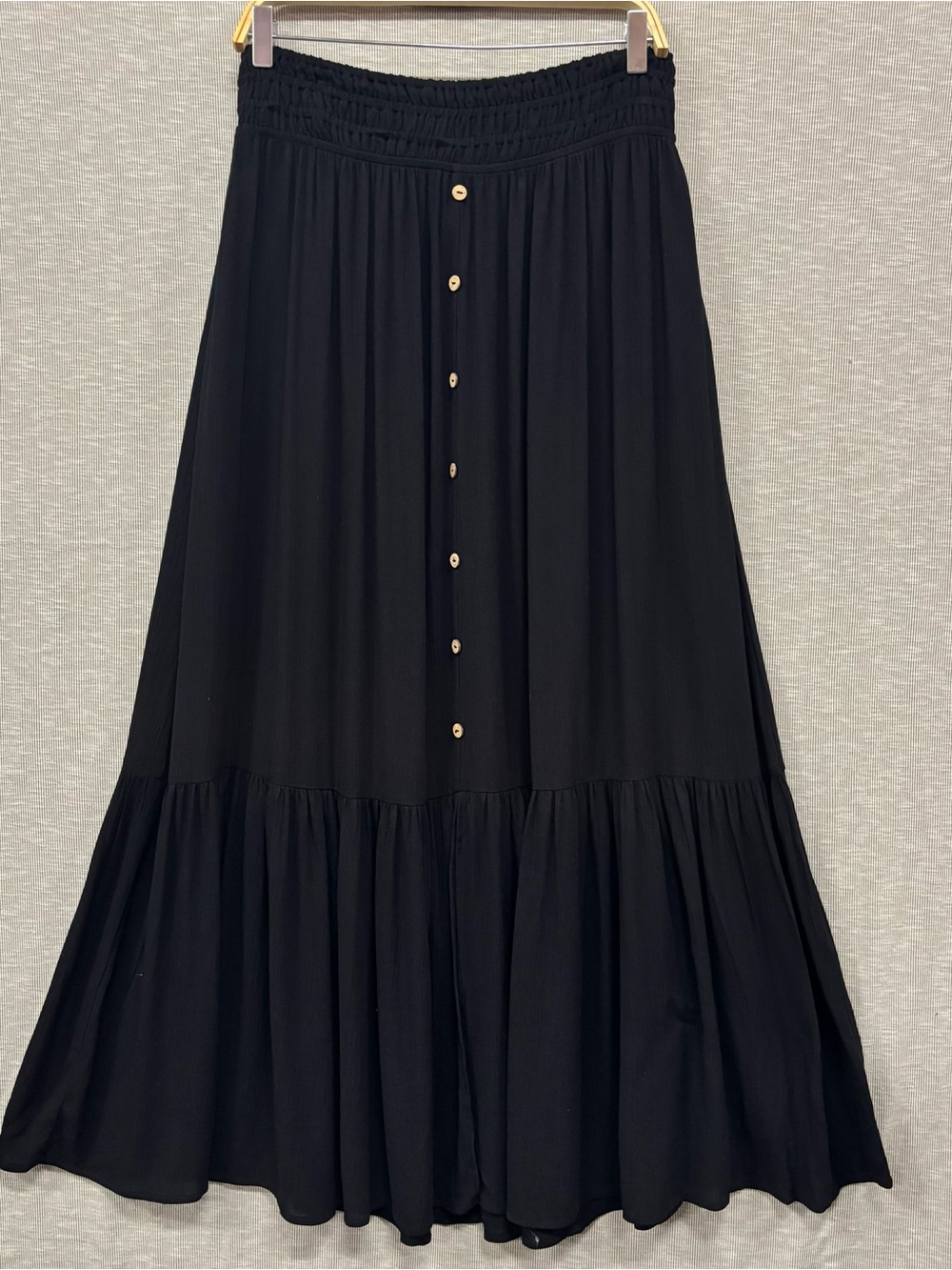 Final Touch Black Maxi Skirt with Button Front